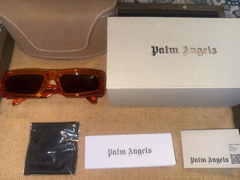 Palm Angels Yreka Sunglasses Size OS Orange Dark Grey
